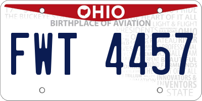 OH license plate FWT4457