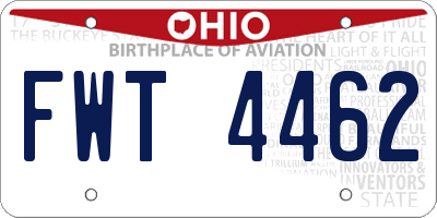 OH license plate FWT4462