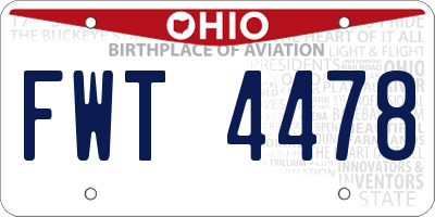 OH license plate FWT4478
