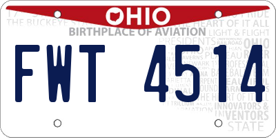 OH license plate FWT4514