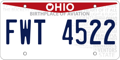 OH license plate FWT4522