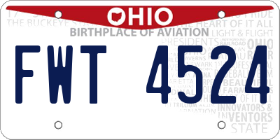 OH license plate FWT4524