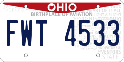 OH license plate FWT4533