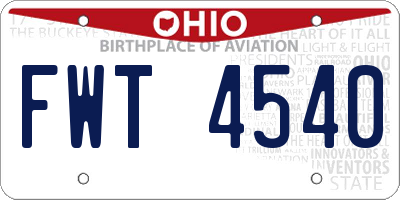 OH license plate FWT4540