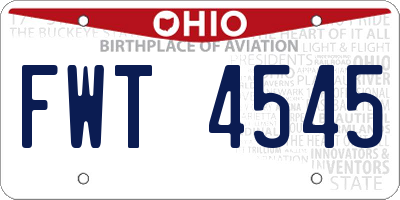 OH license plate FWT4545