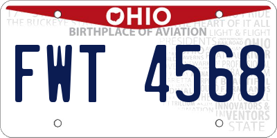 OH license plate FWT4568