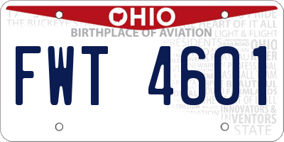 OH license plate FWT4601