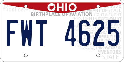 OH license plate FWT4625