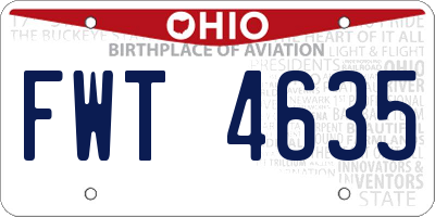 OH license plate FWT4635