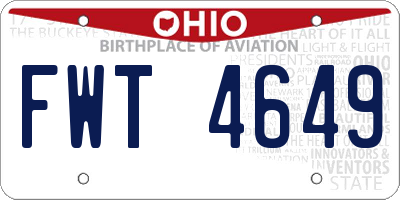 OH license plate FWT4649