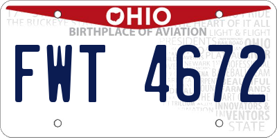 OH license plate FWT4672