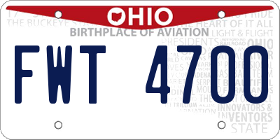 OH license plate FWT4700