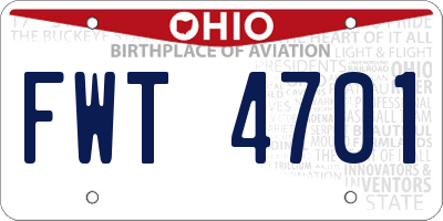 OH license plate FWT4701