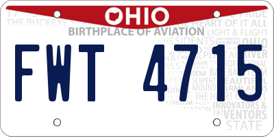 OH license plate FWT4715