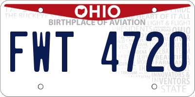 OH license plate FWT4720