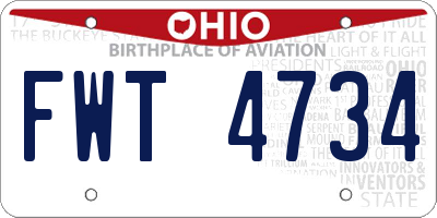OH license plate FWT4734
