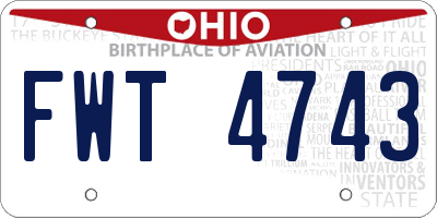 OH license plate FWT4743
