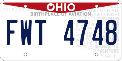 OH license plate FWT4748
