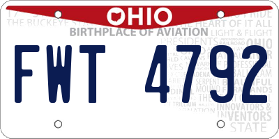 OH license plate FWT4792
