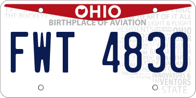 OH license plate FWT4830