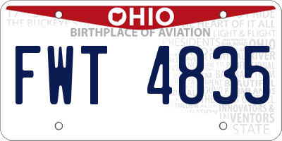 OH license plate FWT4835