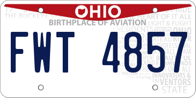OH license plate FWT4857