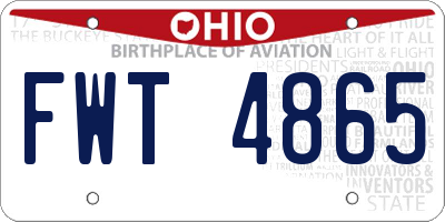 OH license plate FWT4865