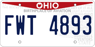 OH license plate FWT4893