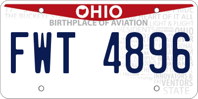 OH license plate FWT4896