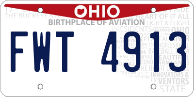 OH license plate FWT4913