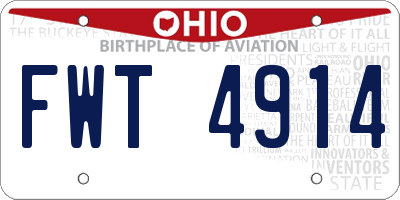 OH license plate FWT4914