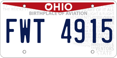 OH license plate FWT4915