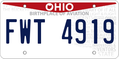 OH license plate FWT4919