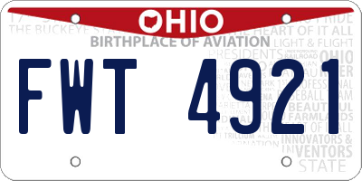 OH license plate FWT4921