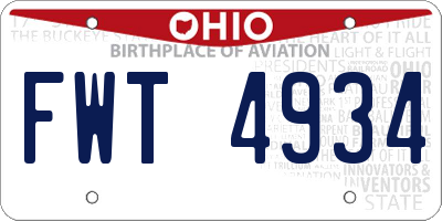 OH license plate FWT4934