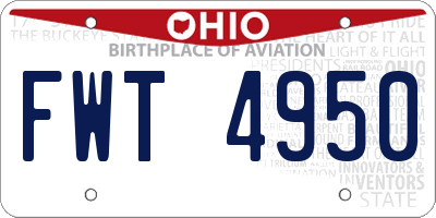 OH license plate FWT4950