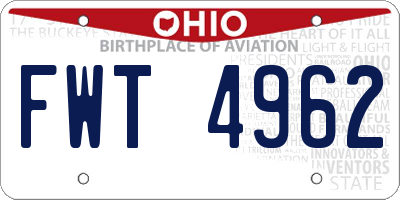 OH license plate FWT4962