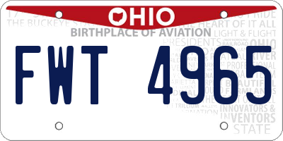 OH license plate FWT4965