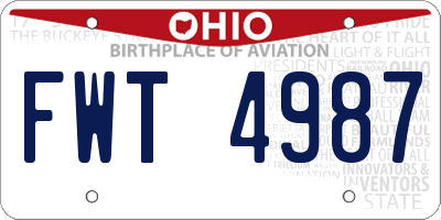 OH license plate FWT4987
