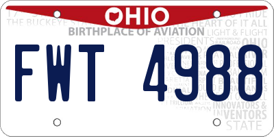 OH license plate FWT4988