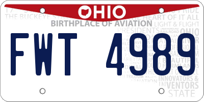 OH license plate FWT4989