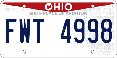 OH license plate FWT4998