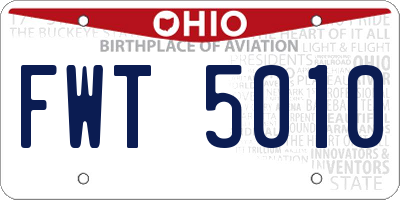 OH license plate FWT5010
