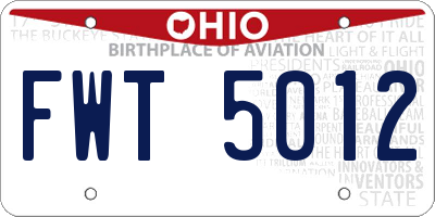 OH license plate FWT5012