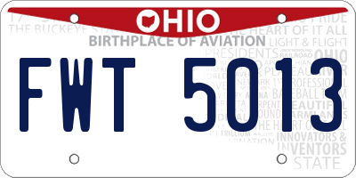 OH license plate FWT5013