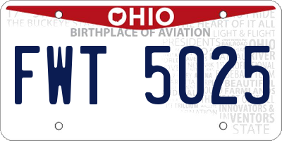 OH license plate FWT5025