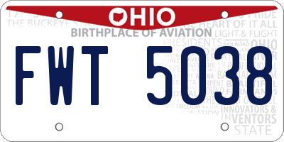 OH license plate FWT5038