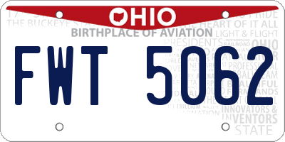 OH license plate FWT5062