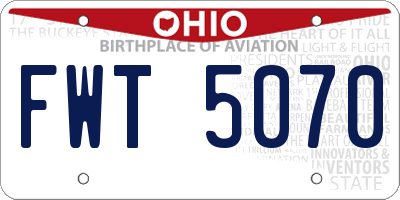 OH license plate FWT5070