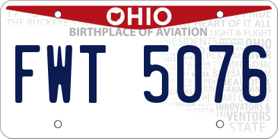 OH license plate FWT5076